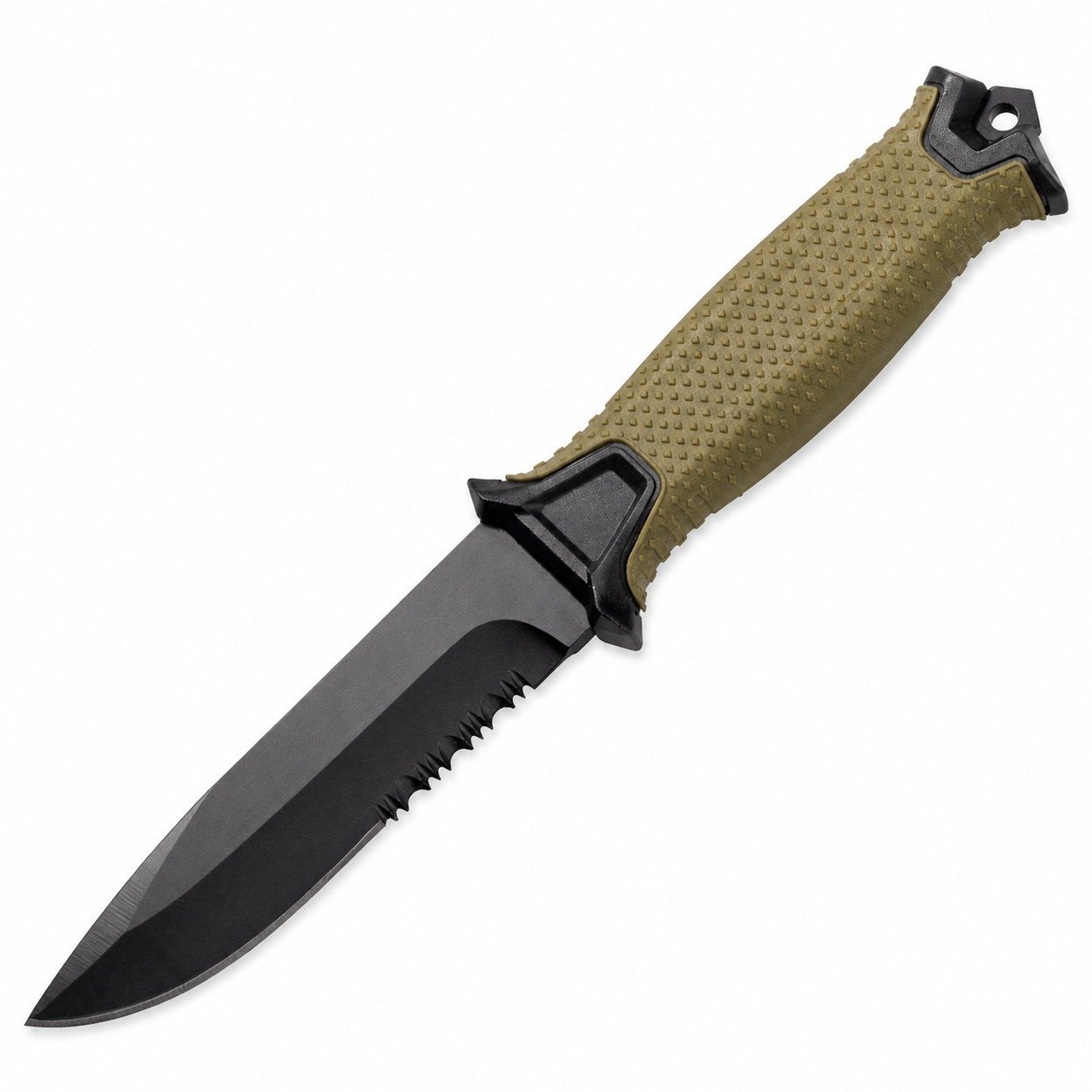 Outdoor Fixed Blade Knife with Partial Serration – Green