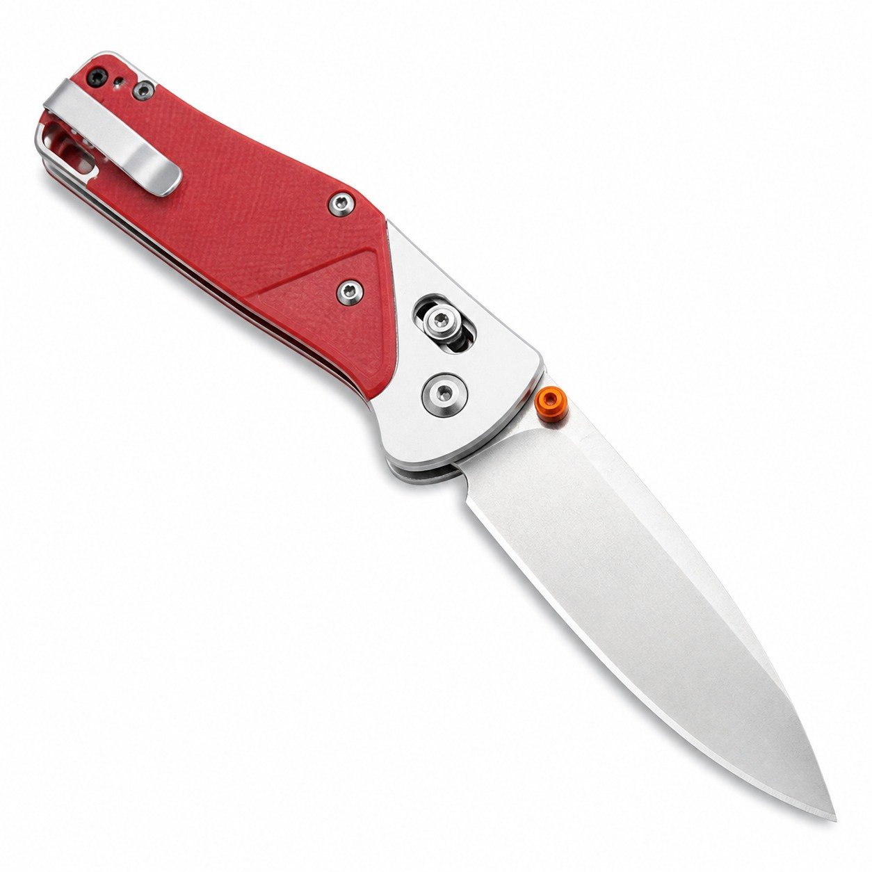 9 Red And White G10 Handle Folding Knife